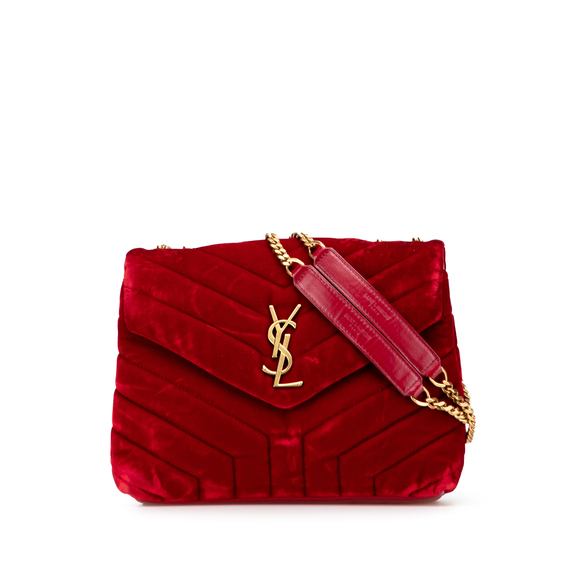 Pre-Loved Saint Laurent Small Velvet Monogram Matelasse LouLou Shoulder Bag - Picture 1 of 12